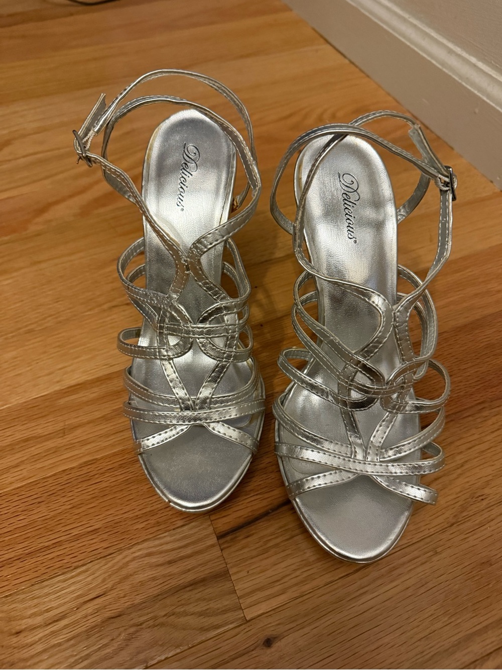 Delicious Silver Multi-Strap High Heels